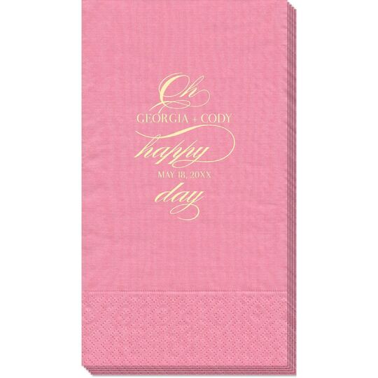 Romantic Oh Happy Day Moire Guest Towels